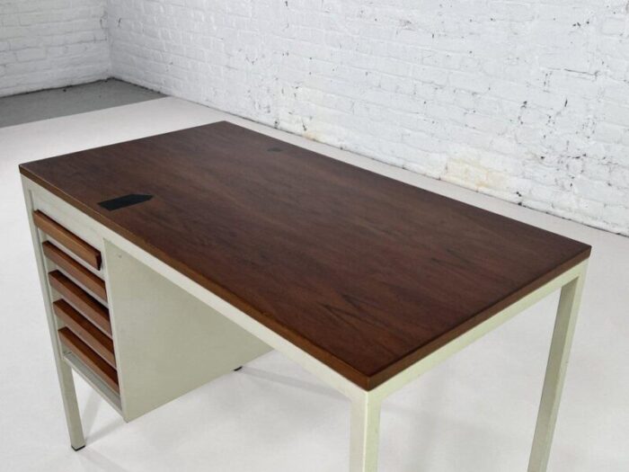 industrial style desk in metal and wood 1950s 1518