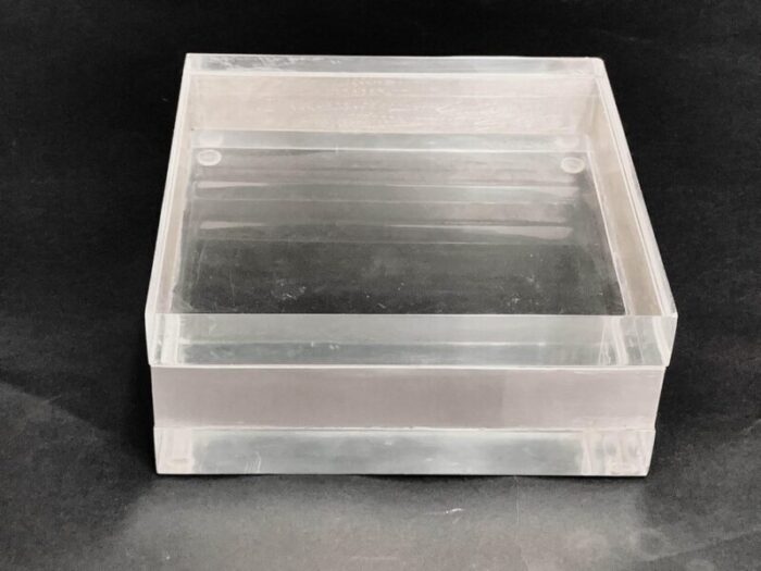 italian acrylic glass and silver squared decorative box 1970s 13