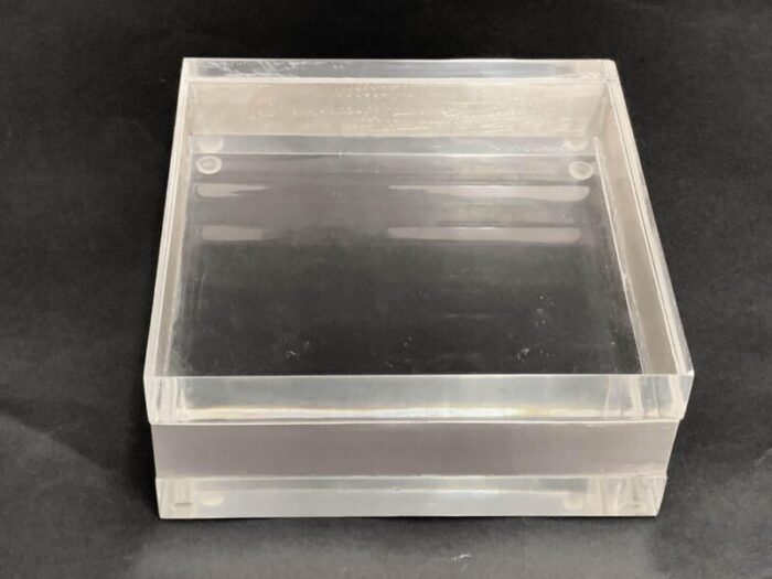 italian acrylic glass and silver squared decorative box 1970s 14