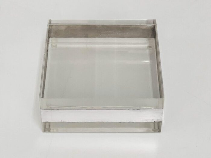 italian acrylic glass and silver squared decorative box 1970s 5