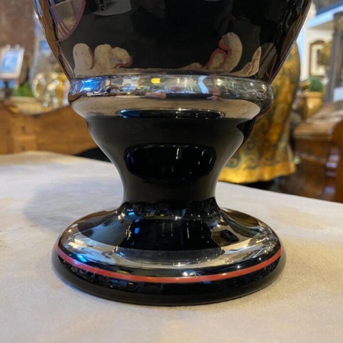 italian art deco silvered black glass vase 1930s 4