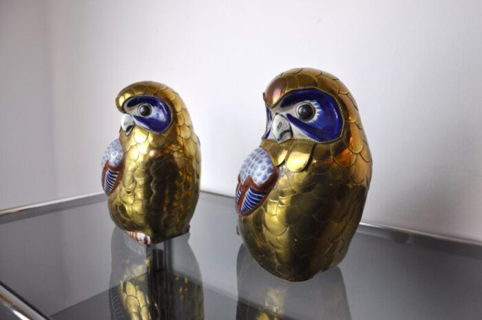 italian bookend owls in brass 1970s set of 2 4