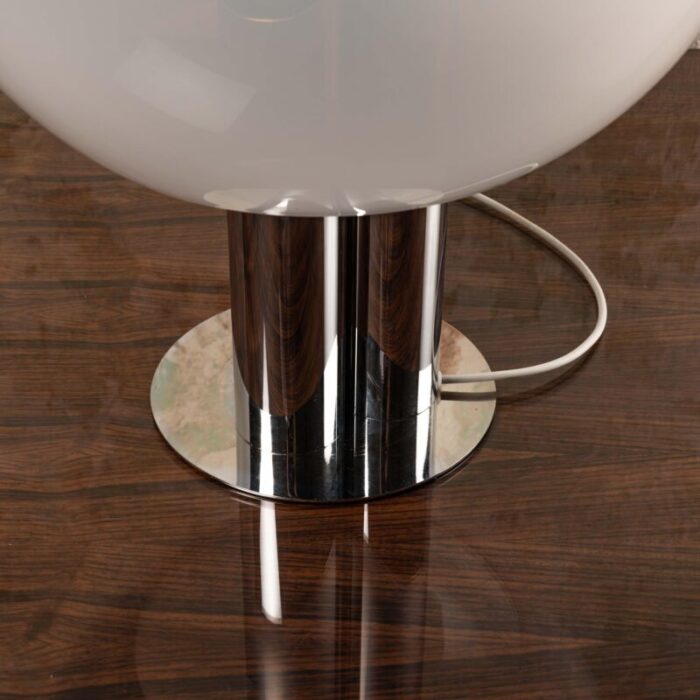 italian chrome plated selenova table lamp with glass tulip 1960s 2754