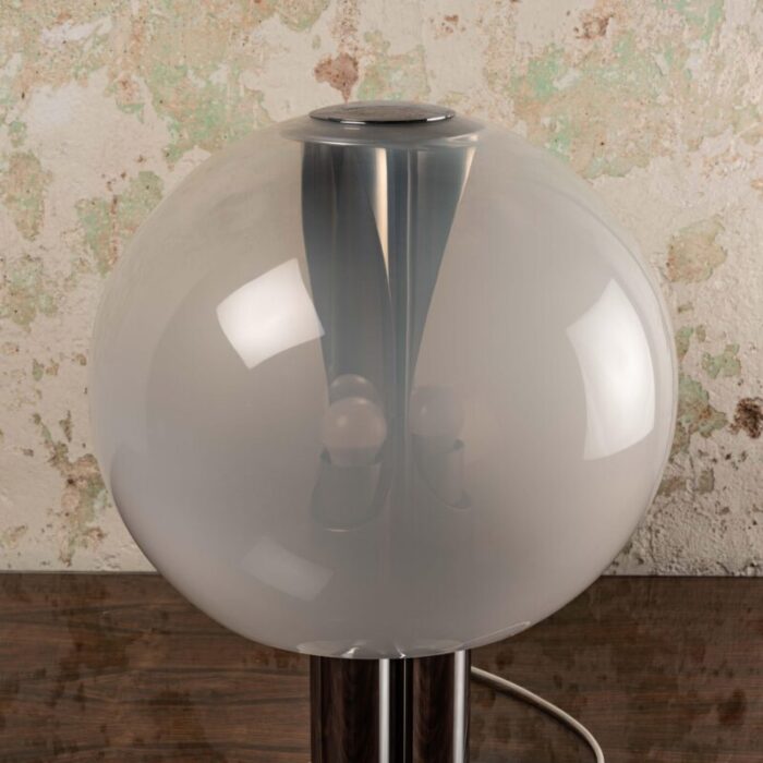 italian chrome plated selenova table lamp with glass tulip 1960s 9916