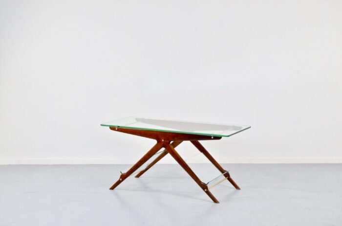 italian coffee table in brass and glass by cesare lacca 1960s 6457