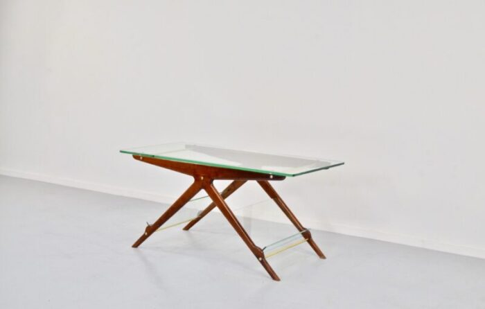 italian coffee table in brass and glass by cesare lacca 1960s 9749