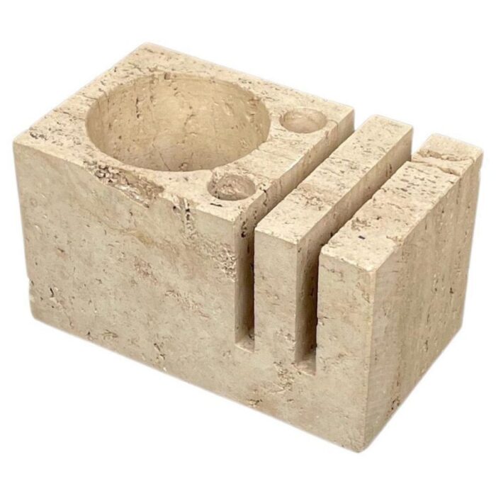 italian desk accessory in travertine by fratelli mannelli 1970s 1