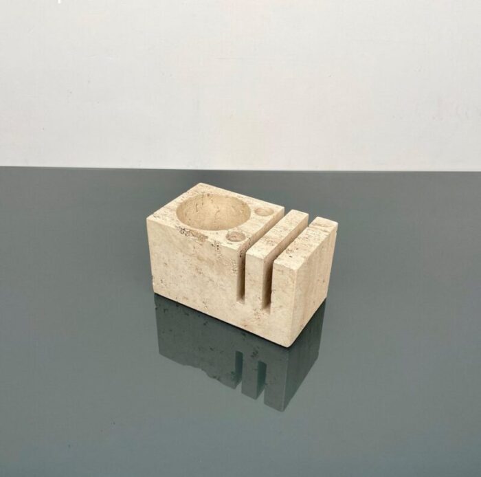 italian desk accessory in travertine by fratelli mannelli 1970s 15