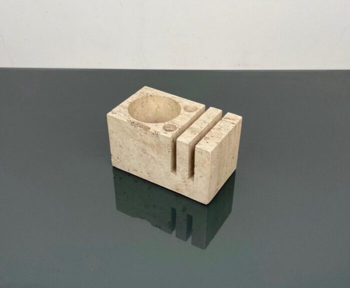 italian desk accessory in travertine by fratelli mannelli 1970s 2