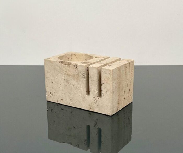 italian desk accessory in travertine by fratelli mannelli 1970s 4