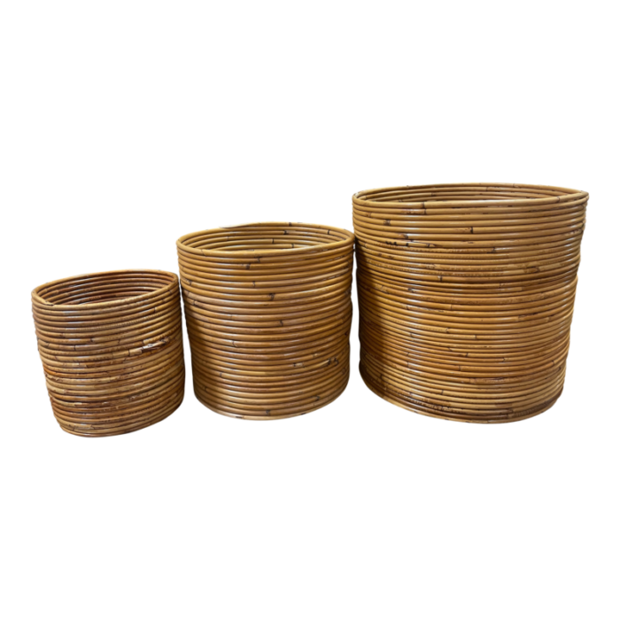 italian pencil bamboo nesting baskets g crespi style signed 1970s 0859