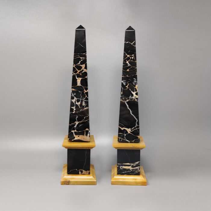 italian portoro marble obelisks 1960s set of 2 1