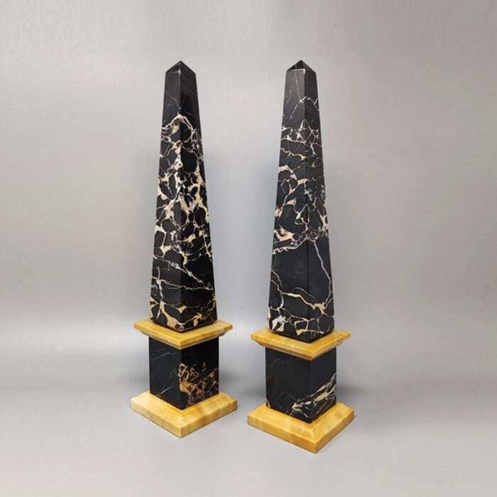 italian portoro marble obelisks 1960s set of 2 2