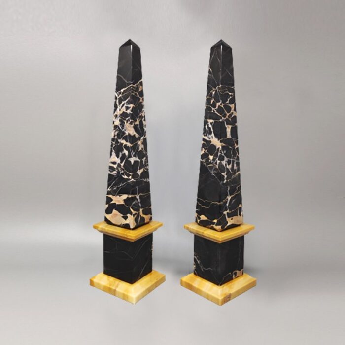 italian portoro marble obelisks 1960s set of 2 3