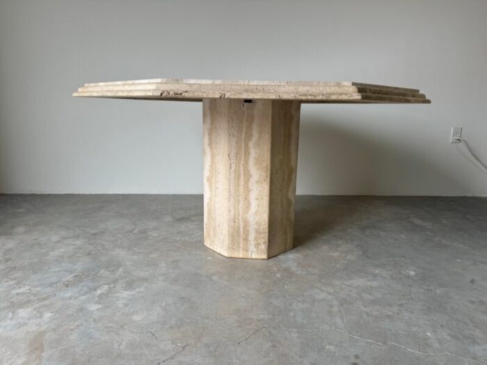 italian postmodern octagonal travertine stone dining table 0793