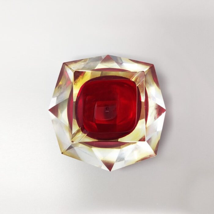 italian red ashtray or catchall by flavio poli for seguso 1960s 3