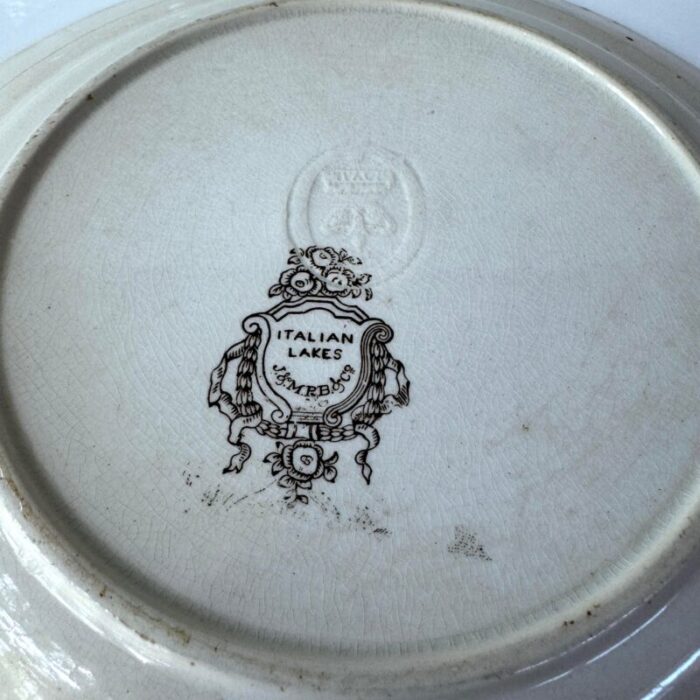 j and mpb and co glasgow scotland italian lakes brown transferware plate 3837