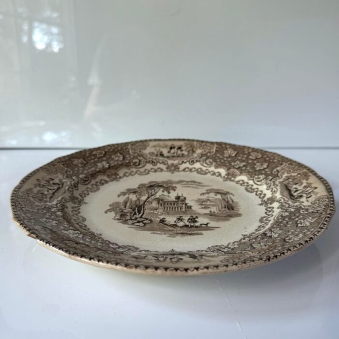 j and mpb and co glasgow scotland italian lakes brown transferware plate 5327