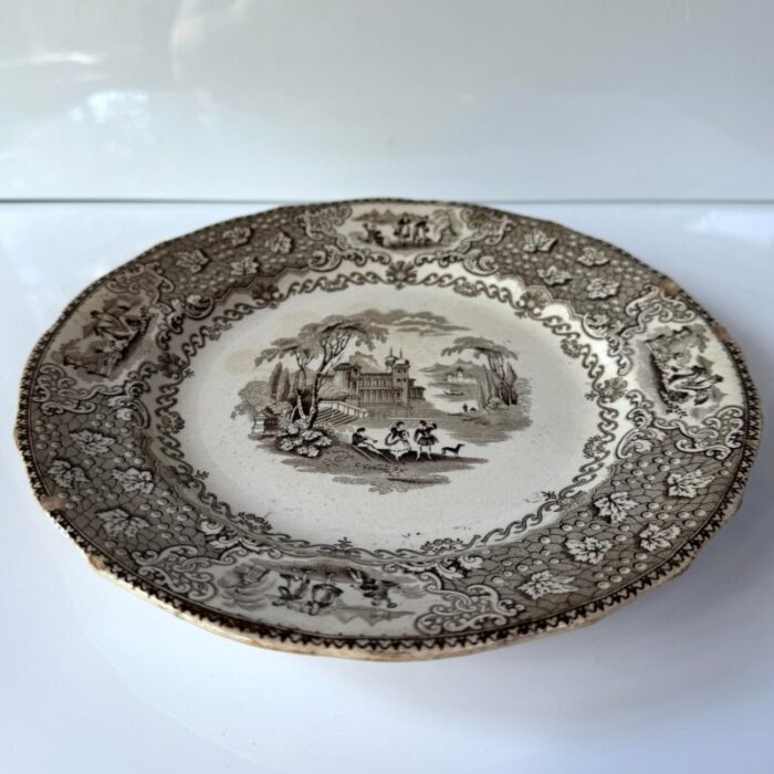 j and mpb and co glasgow scotland italian lakes brown transferware plate 8385