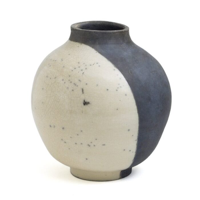 japanese modern minimalist white black raku ceramic vase 1