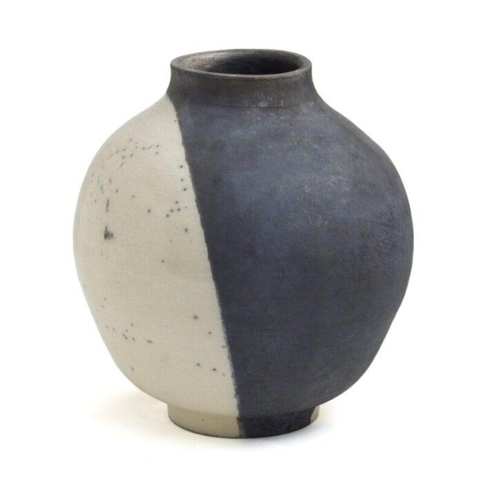 japanese modern minimalist white black raku ceramic vase 4