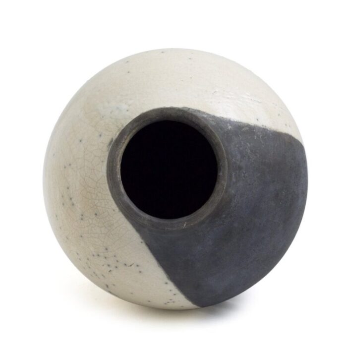 japanese modern minimalist white black raku ceramic vase 5