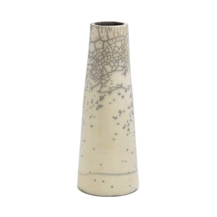 japanese modern minimalist white crackle raku ceramic hana vertical 3 vase by laab milano 1