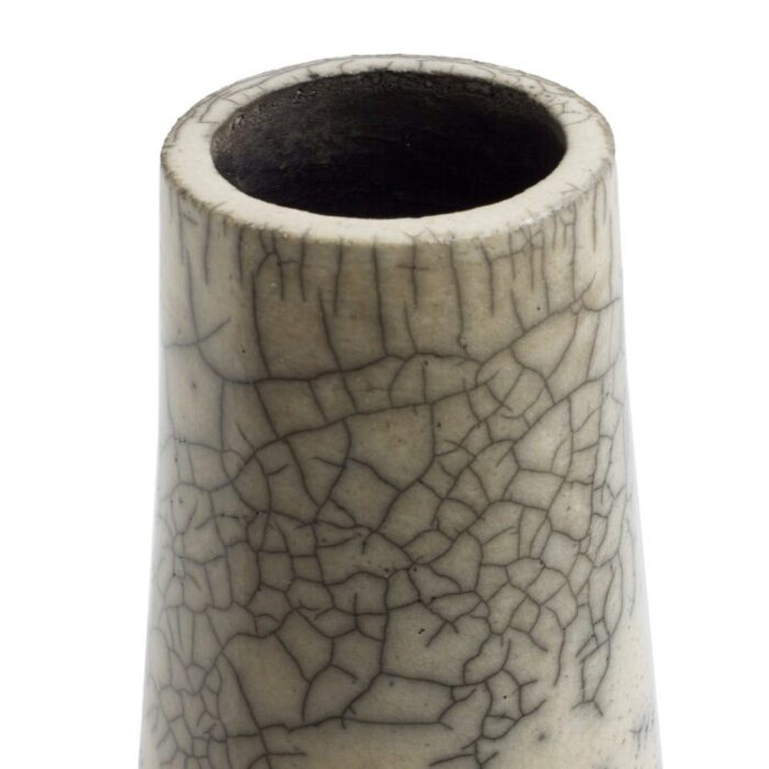 japanese modern minimalist white crackle raku ceramic hana vertical 3 vase by laab milano 2