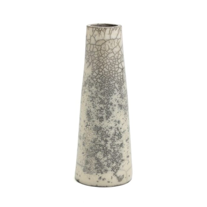 japanese modern minimalist white crackle raku ceramic hana vertical 3 vase by laab milano 4