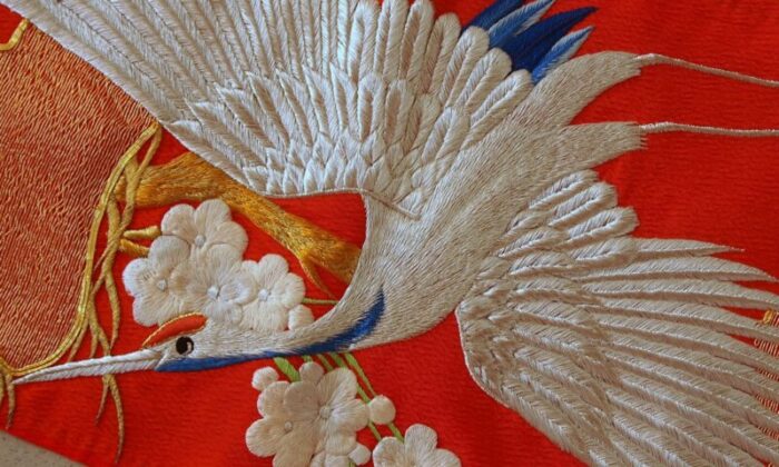 japanese silk and metal tapestry 1980s 6