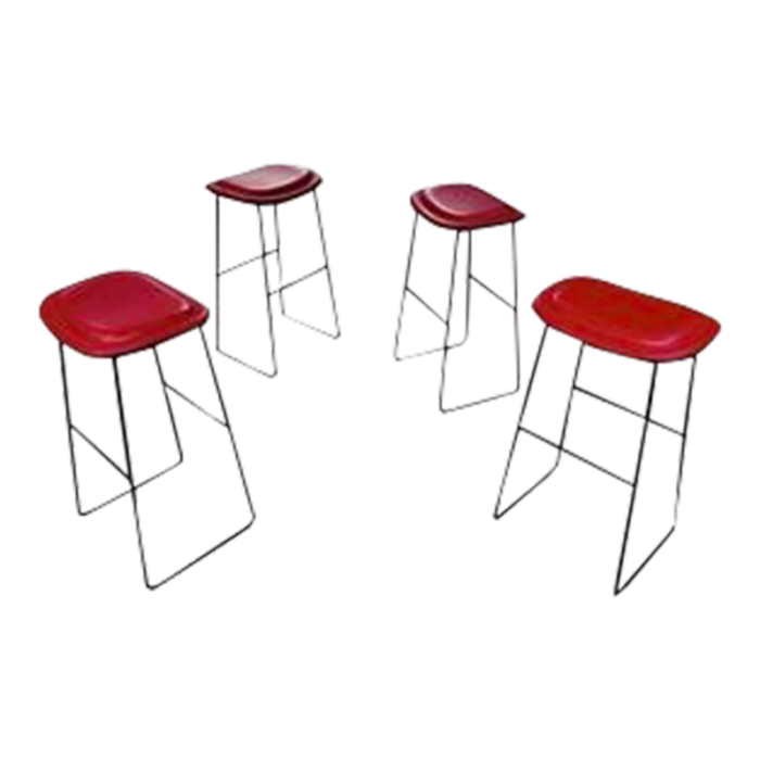 jasper morrison hi pad stools in red leather by cappellini set of 4 5831