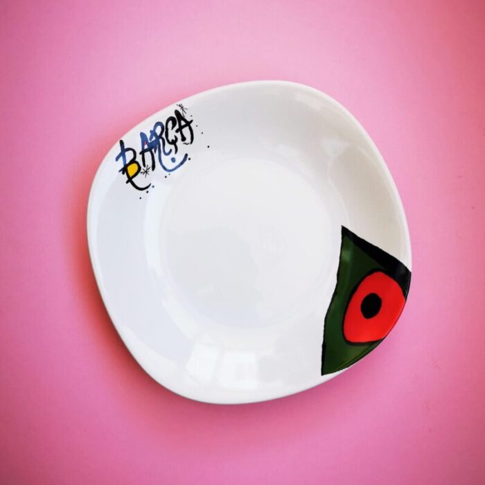 joan miro barcelona fc barca ceramic serving plate dining plate art 2005 7626