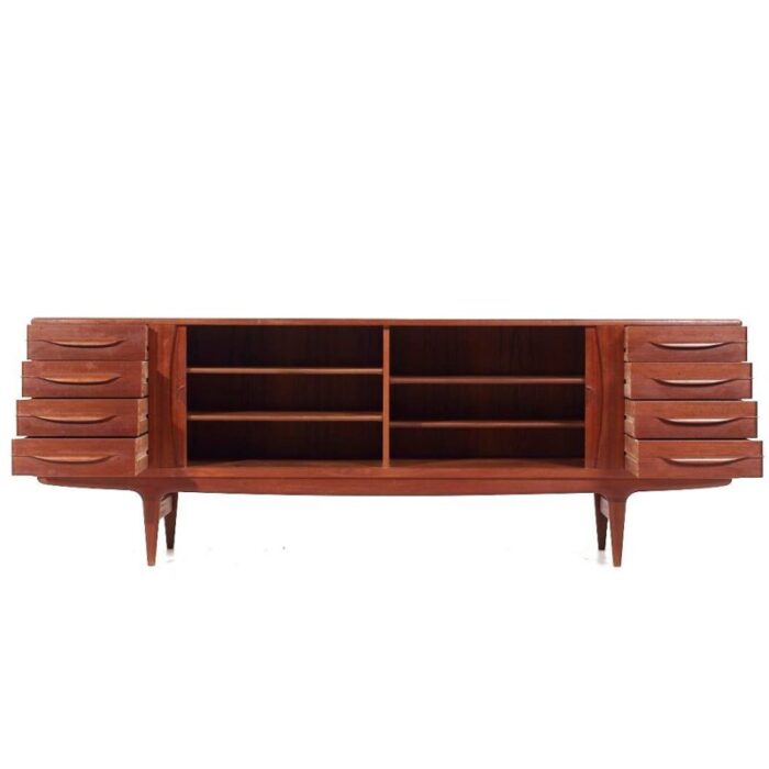 johannes andersen for uldum mid century danish teak tambour door credenza 0825