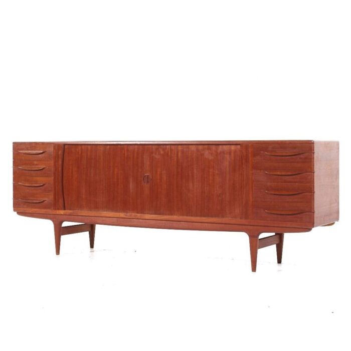 johannes andersen for uldum mid century danish teak tambour door credenza 4674