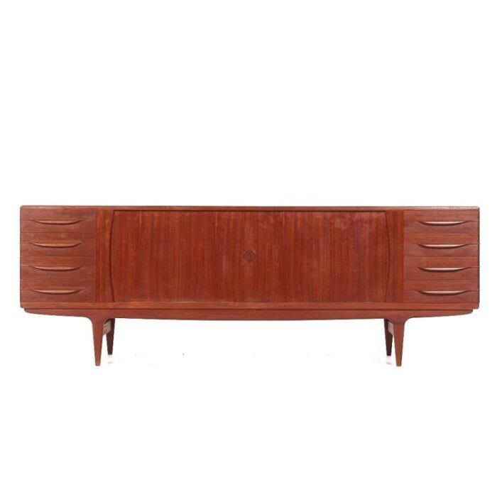 johannes andersen for uldum mid century danish teak tambour door credenza 5027