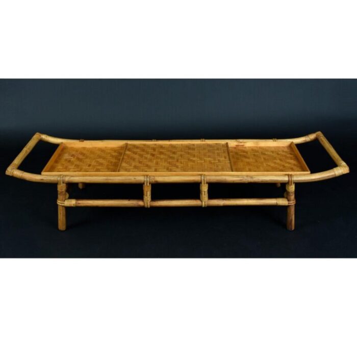 john wisner for ficks reed asian modern rattan bamboo pagoda coffee table 1601