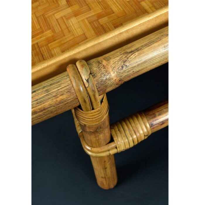 john wisner for ficks reed asian modern rattan bamboo pagoda coffee table 5421