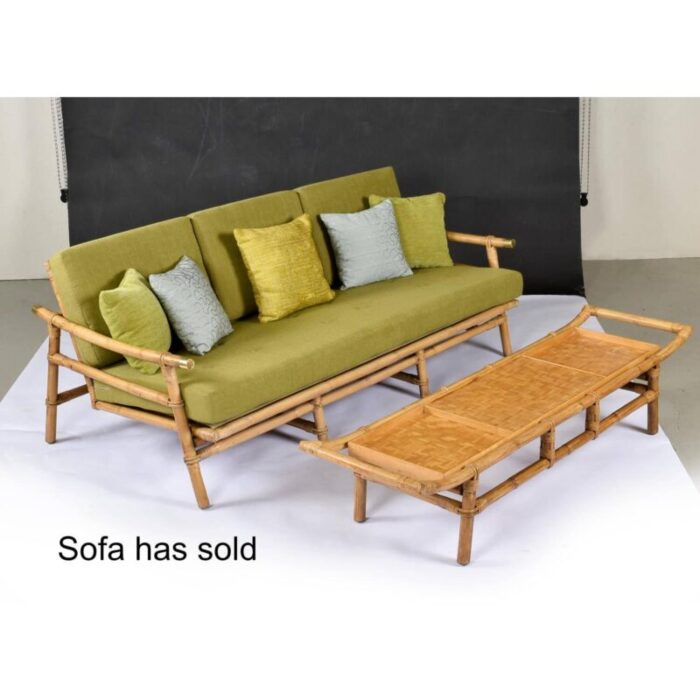 john wisner for ficks reed asian modern rattan bamboo pagoda coffee table 7310