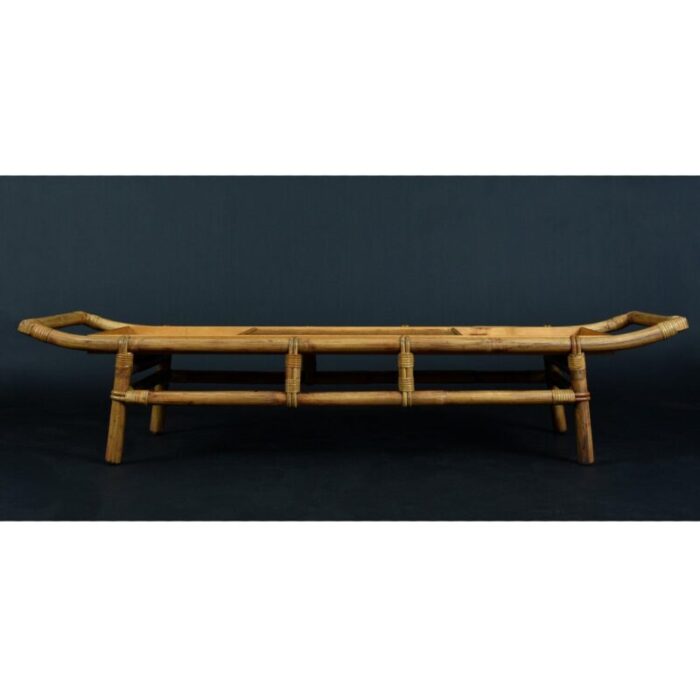 john wisner for ficks reed asian modern rattan bamboo pagoda coffee table 8699