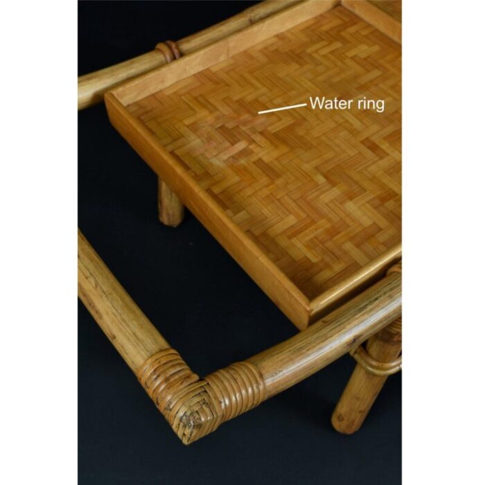 john wisner for ficks reed asian modern rattan bamboo pagoda coffee table 9844