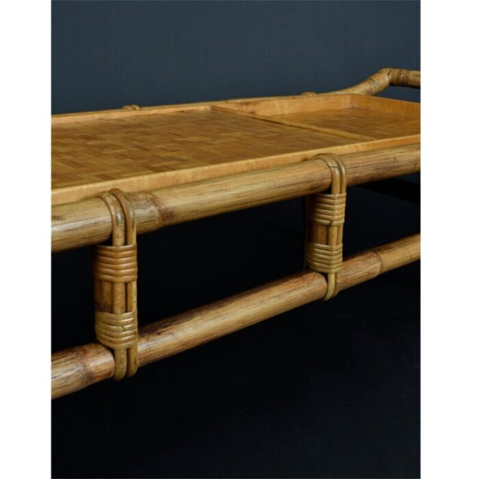 john wisner for ficks reed asian modern rattan bamboo pagoda coffee table 9938