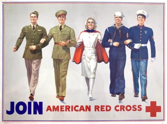 join american red cross vintage wwii recruitment poster by r c kauffmann 1877