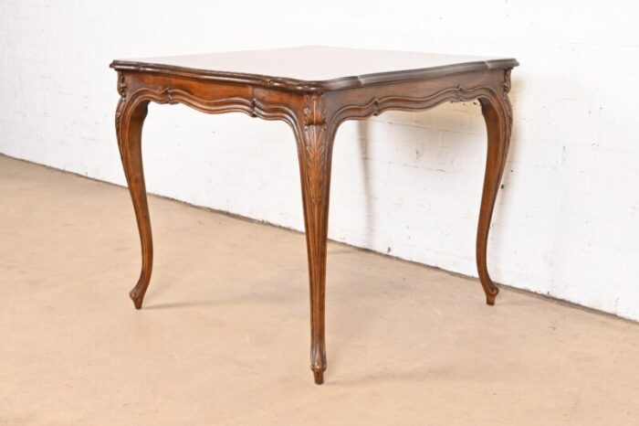 karges french provincial louis xv carved walnut breakfast table or game table circa 1960s 3890