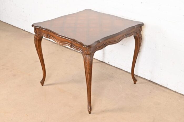 karges french provincial louis xv carved walnut breakfast table or game table circa 1960s 3916