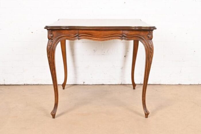 karges french provincial louis xv carved walnut breakfast table or game table circa 1960s 4551