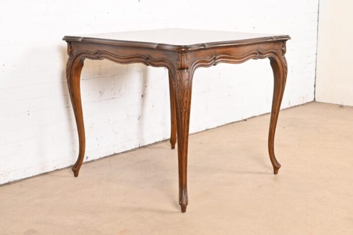 karges french provincial louis xv carved walnut breakfast table or game table circa 1960s 4838