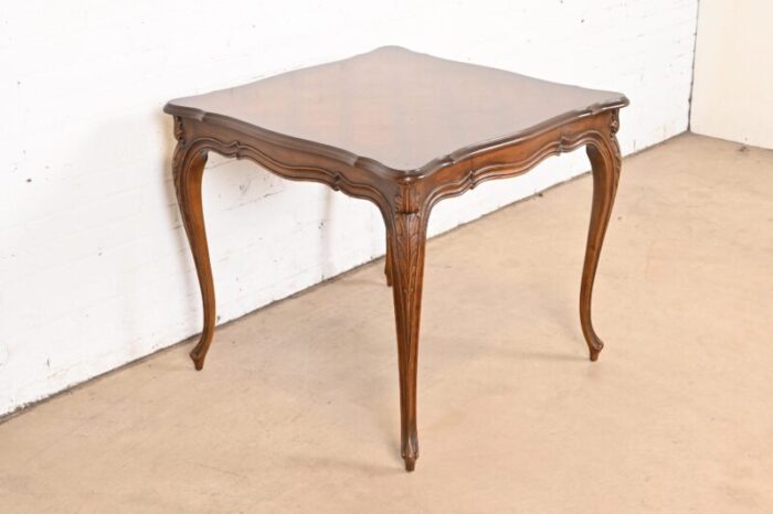 karges french provincial louis xv carved walnut breakfast table or game table circa 1960s 8170