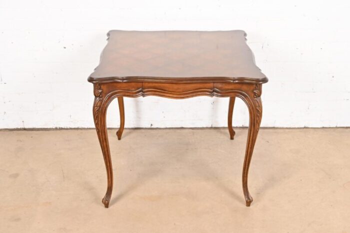 karges french provincial louis xv carved walnut breakfast table or game table circa 1960s 8983