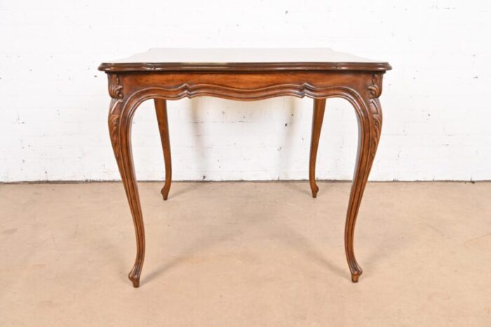 karges french provincial louis xv carved walnut breakfast table or game table circa 1960s 9405