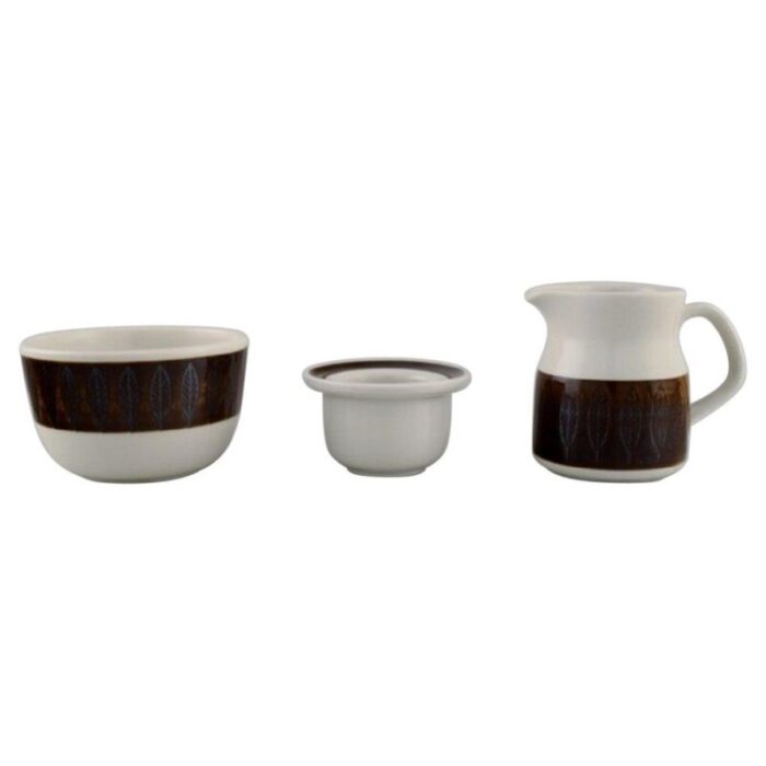 koka set in glazed stoneware by hertha bengtson for roerstrand set of 3 1